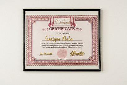 Grażyna Kleba - Certyfikat